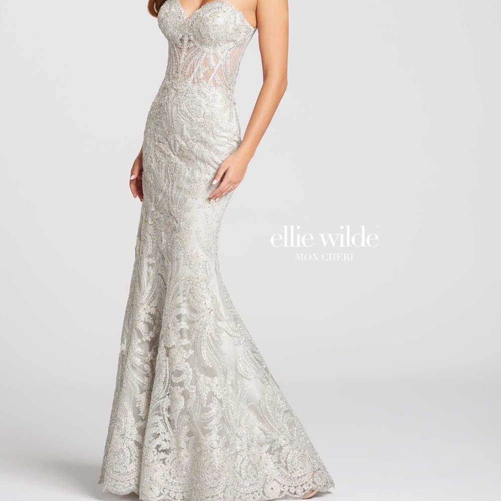 Elie wilde dress- light silver shimmer